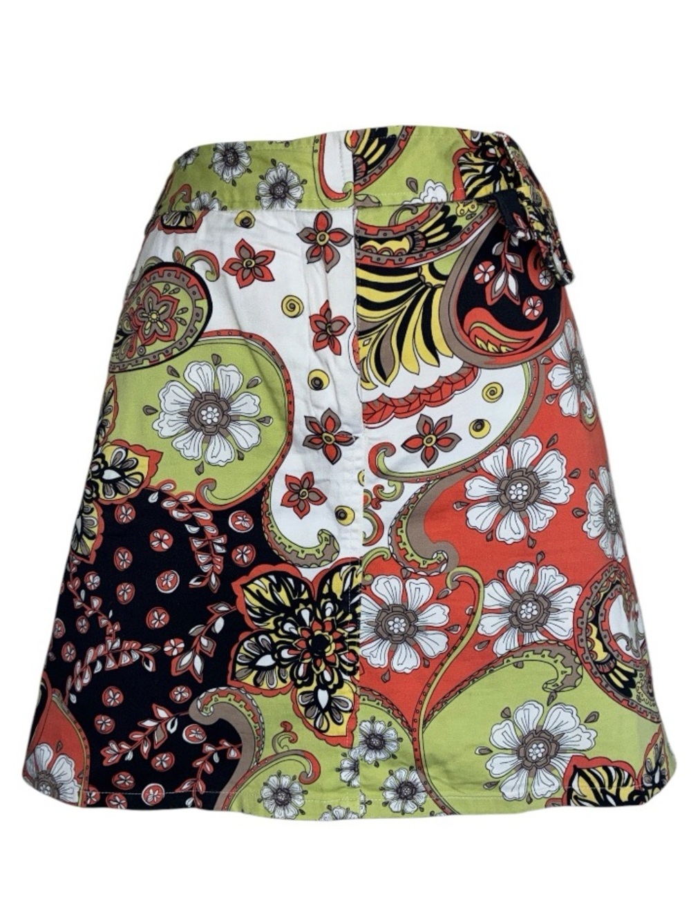 Bamboo Traders Skort women's 12, Vibrant Paisley Floral Skirt Lime/Coral. Euc